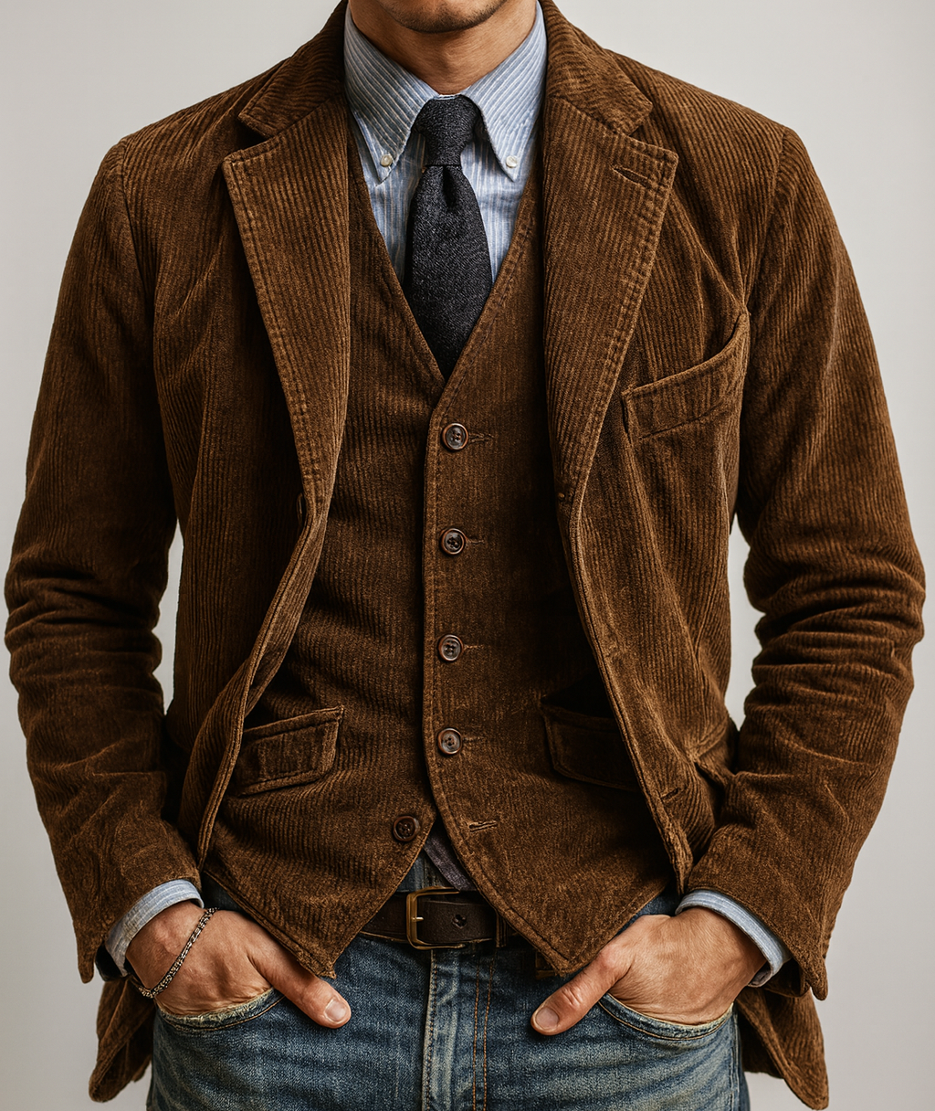 ADOLFO™ | CHAQUETA Y CHALECO DE PANA VINTAGE