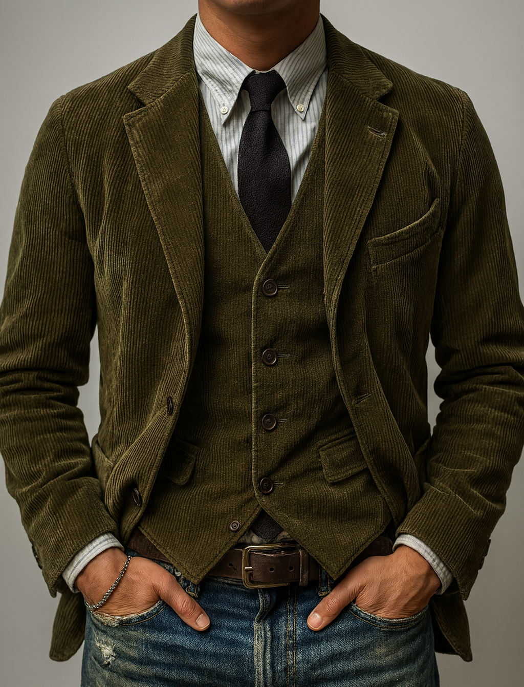 ADOLFO™ | CHAQUETA Y CHALECO DE PANA VINTAGE