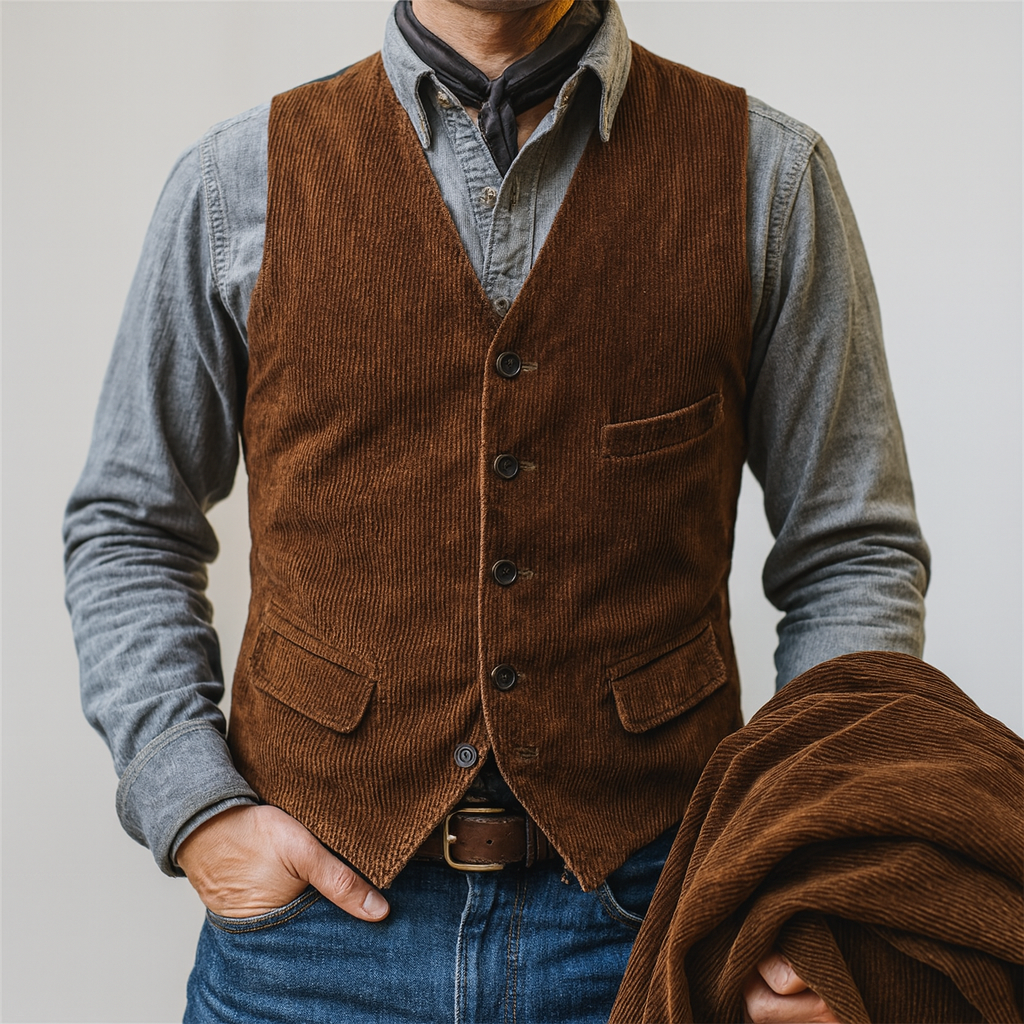 ADOLFO™ | CHAQUETA Y CHALECO DE PANA VINTAGE