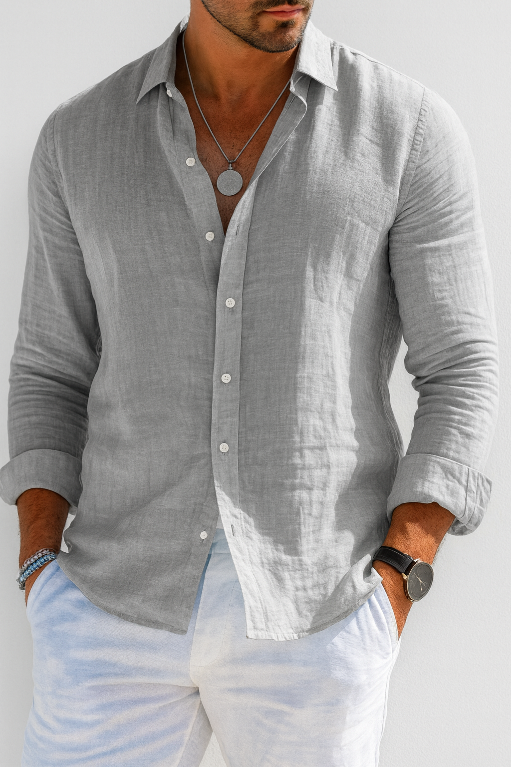 ADRIÁN – Camisa de Lino Slim Fit en Varios Colores