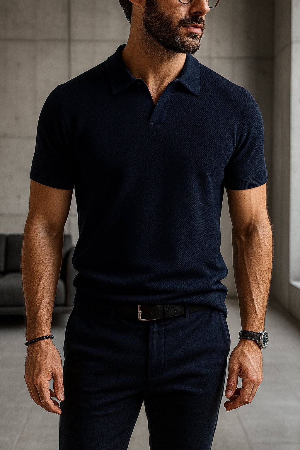 MATEO – Polo de Punto con Cuello Abierto Milano