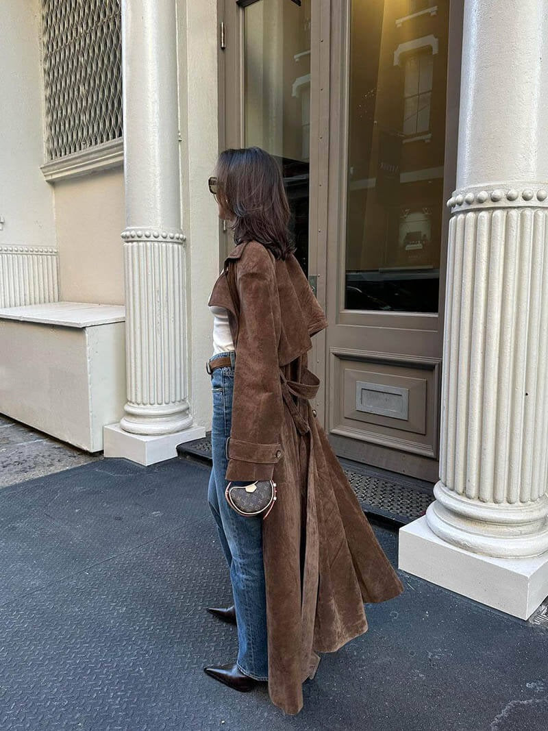 TRENCHCOAT EN PIEL DE ANTE