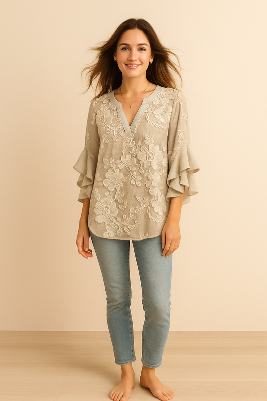 CARLA | Blusa holgada con estampado artístico