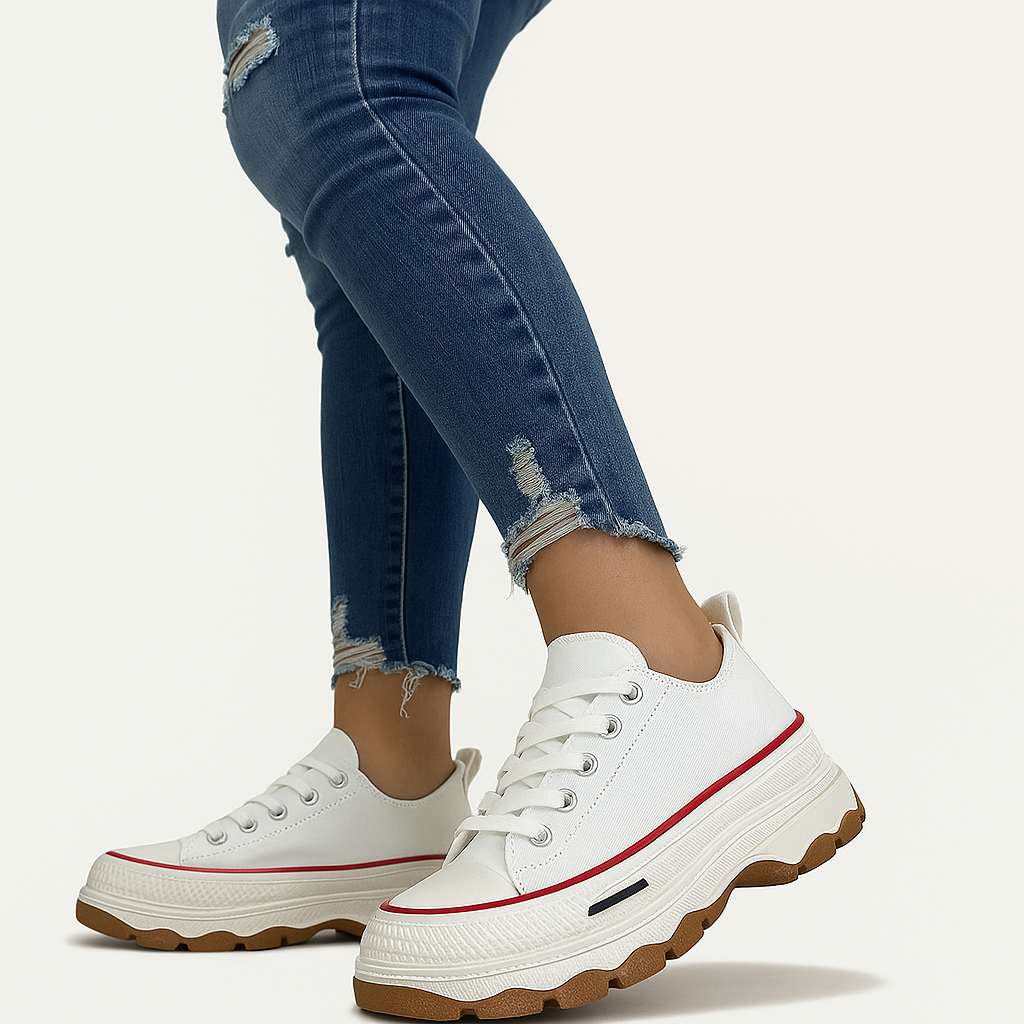 GAIAS - Zapatillas cómodas de tela con plataforma.