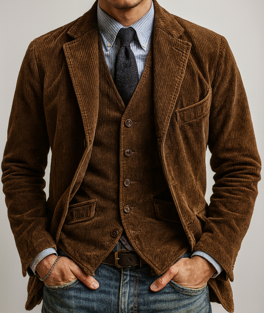 ADOLFO™ | CHAQUETA Y CHALECO DE PANA VINTAGE