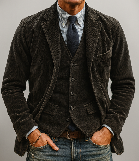 ADOLFO™ | CHAQUETA Y CHALECO DE PANA VINTAGE