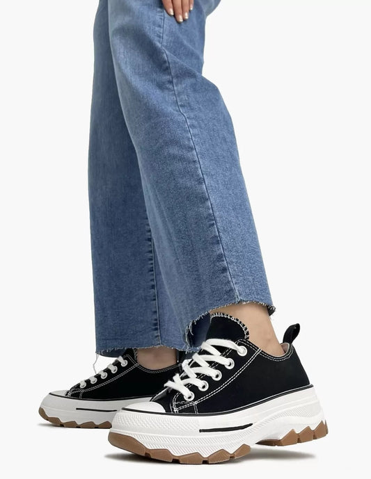 GAIAS - Zapatillas cómodas de tela con plataforma.